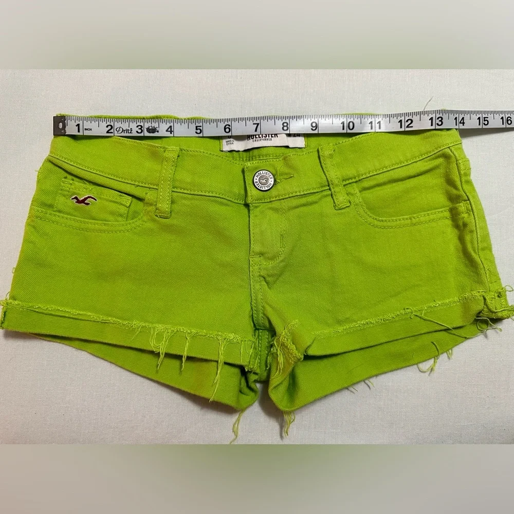 Vintage y2k lime green denim Hollister shorts-0 - Picture 3 of 3